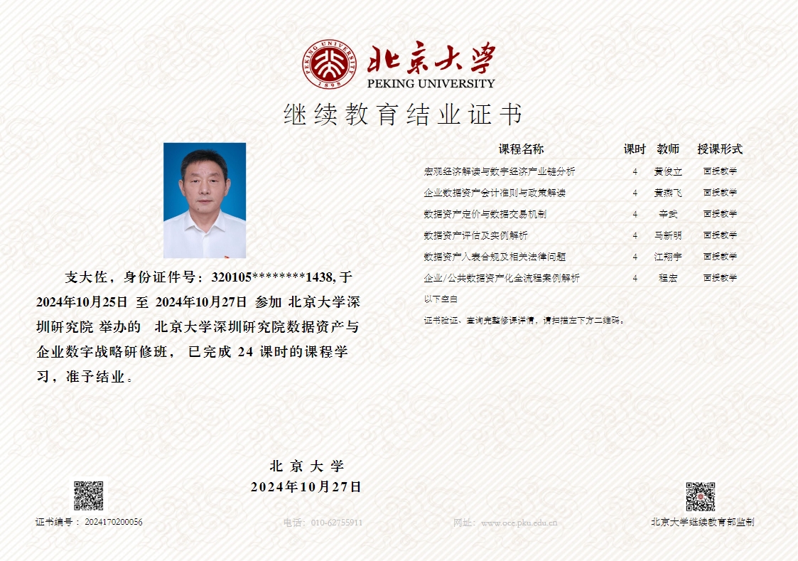 支大佐北京大學畢業(yè)證